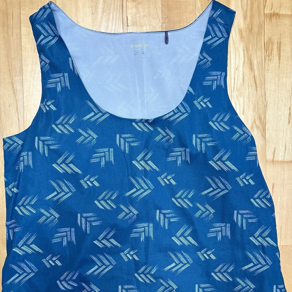 Toad & Co Whirlwind Dress Medium Sleeveless Athletic Travel Layered Blue Granola - Picture 4 of 10